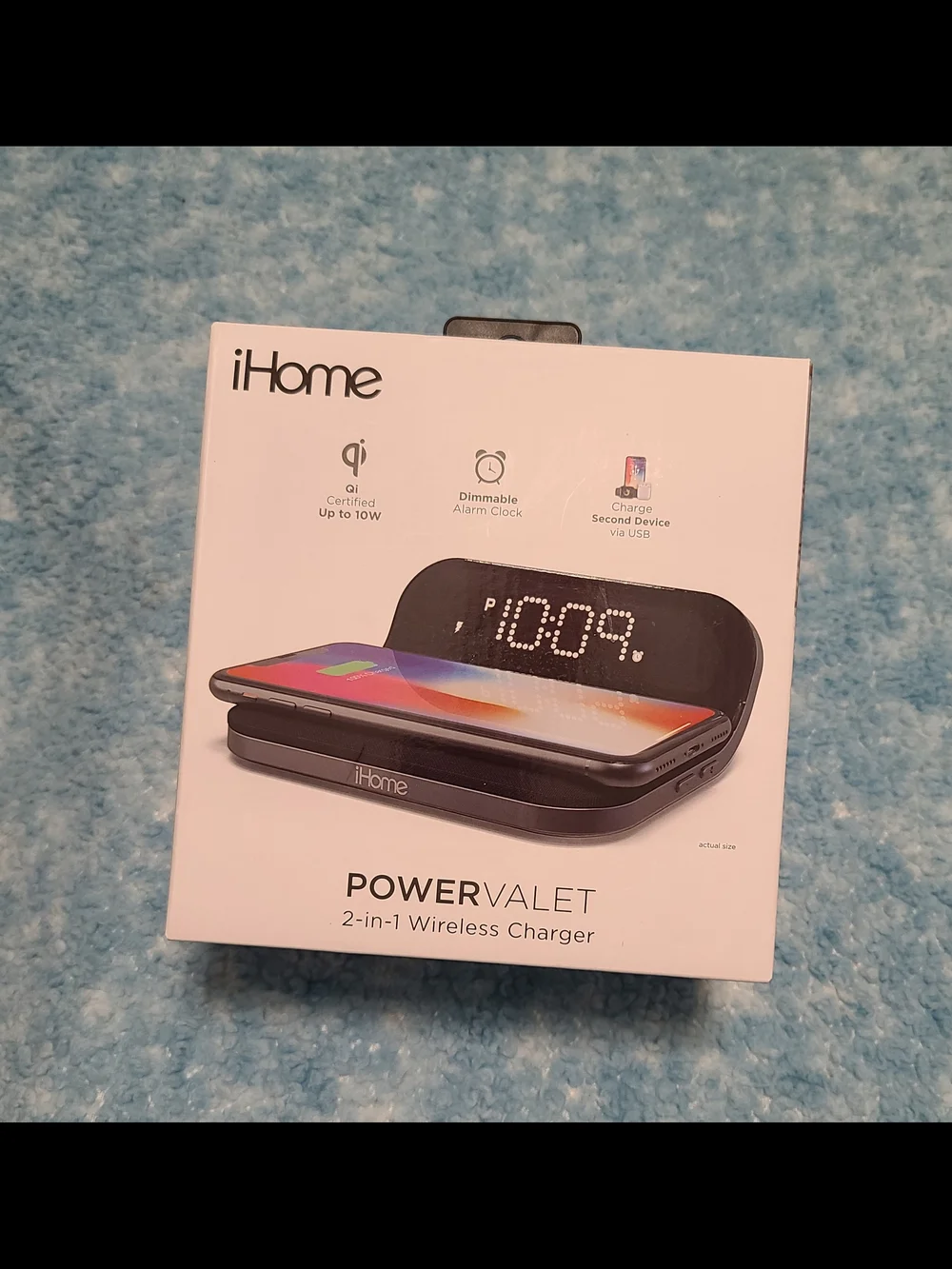 NEW IN BOX - iHome PowerValet 2-in-1 Wireless Charger - Black